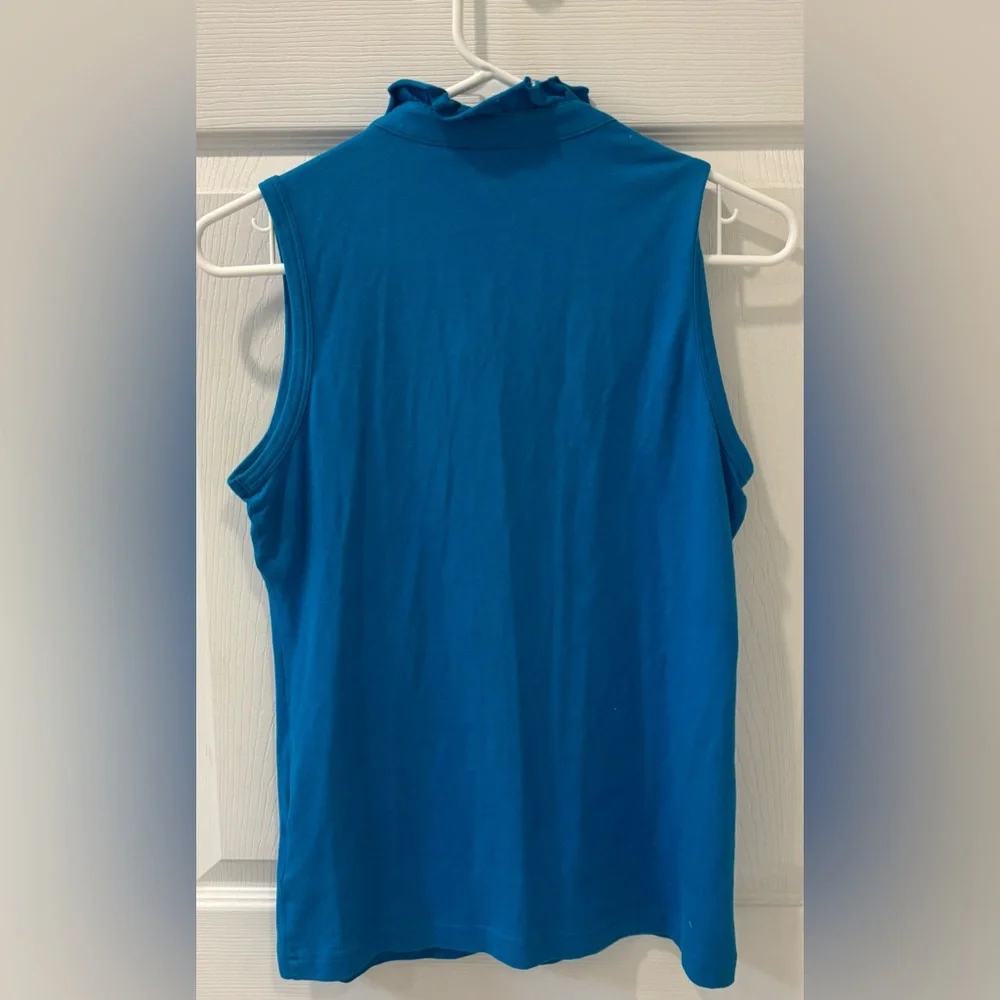 Tory Burch turquoise Sleeveless Ruffle Tank Top‎